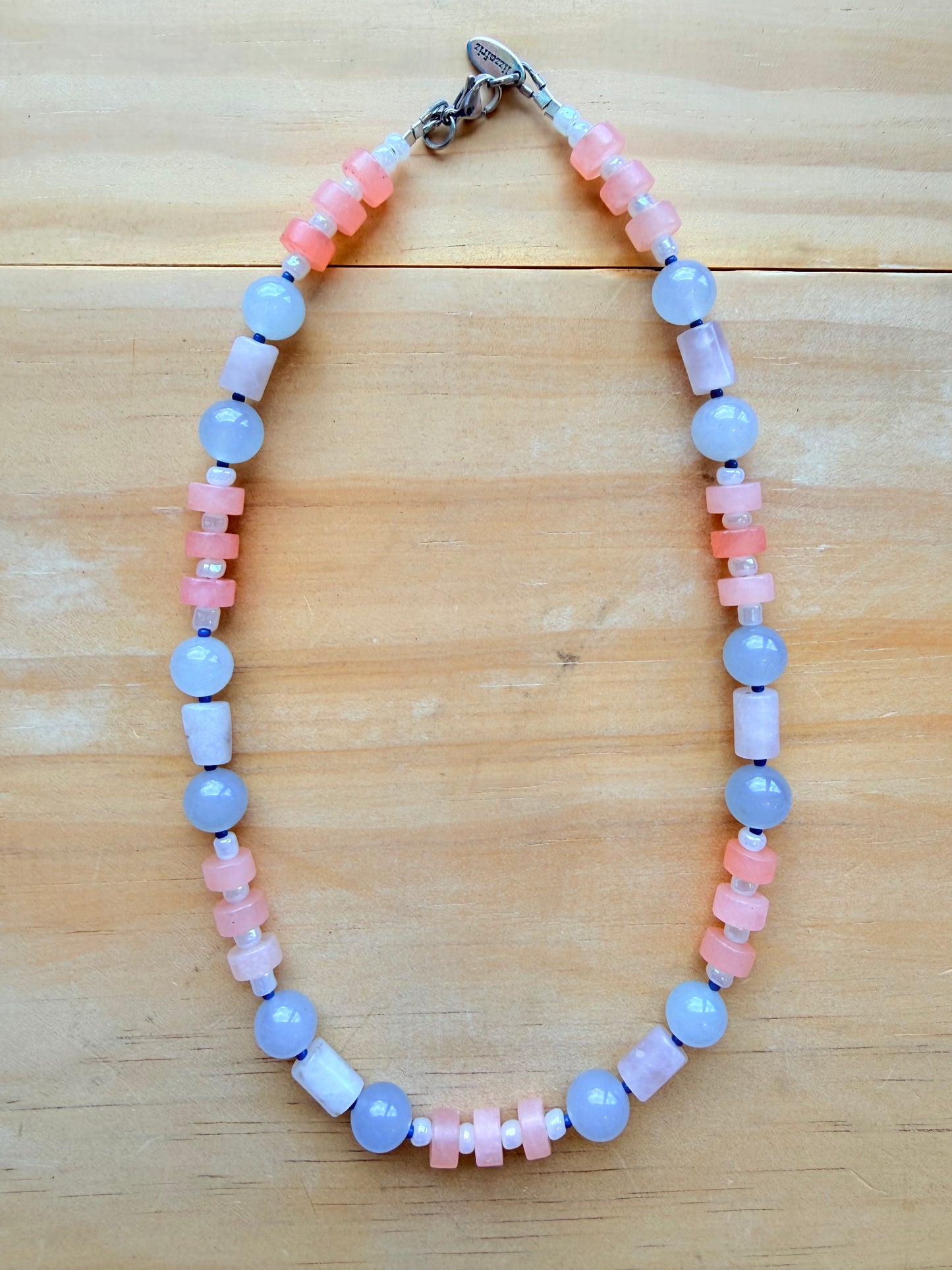 Pink and Blue Beaded Necklace
