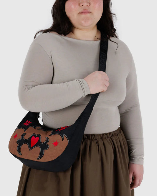 Medium Nylon Crescent Bag - Western Appliqué