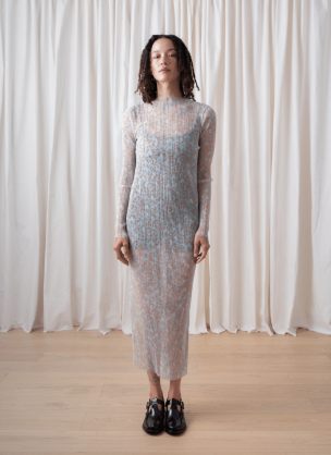 Pleated Mesh Dress