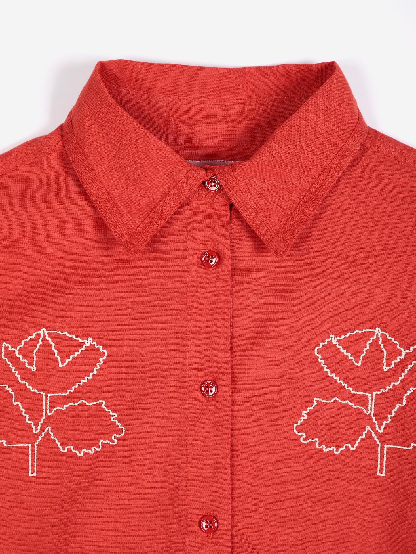 Vibrant Flower embroidery poplin shirt