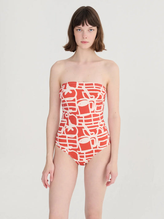 Cookery Festival Pattern Recycled Swimsuit
