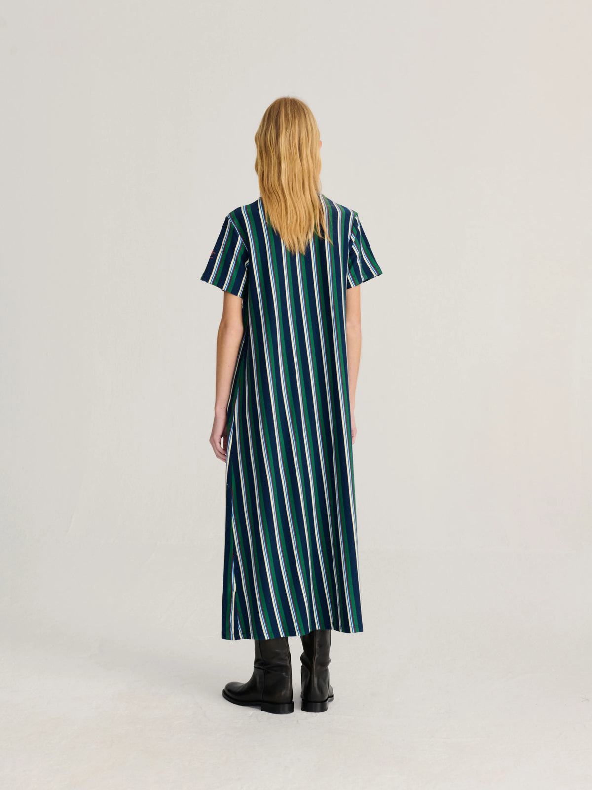Striped long jersey dress