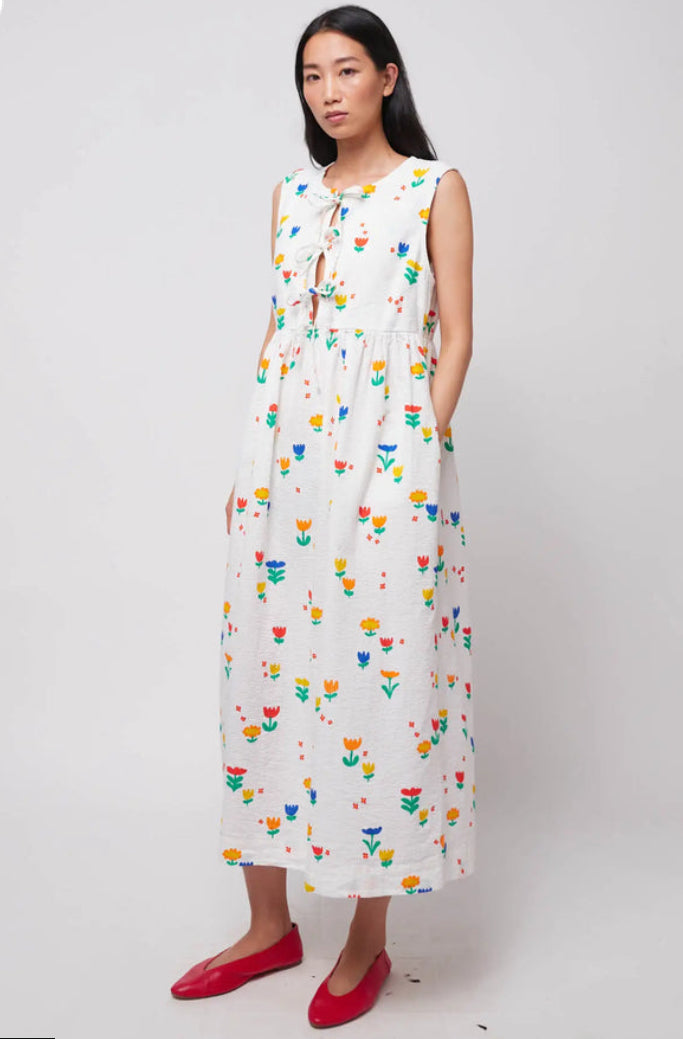 Garden Party Print Tie String Dress