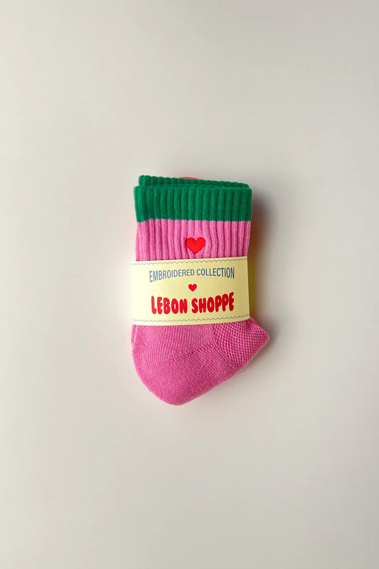 Embroidered Color Block Girlfriend Socks