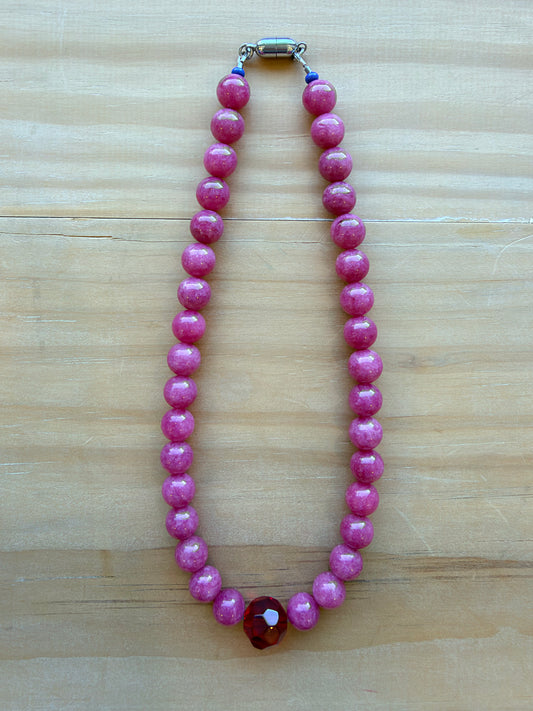 Large Pink Beaded Necklace