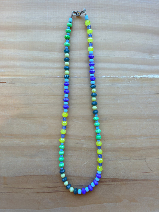 Small Greens and Blues Beaded Necklace