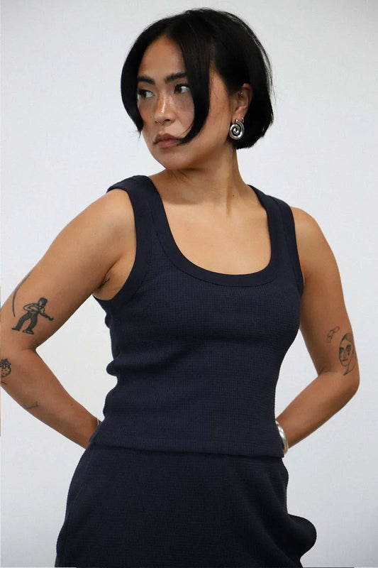 Waffle Square Crop Tank